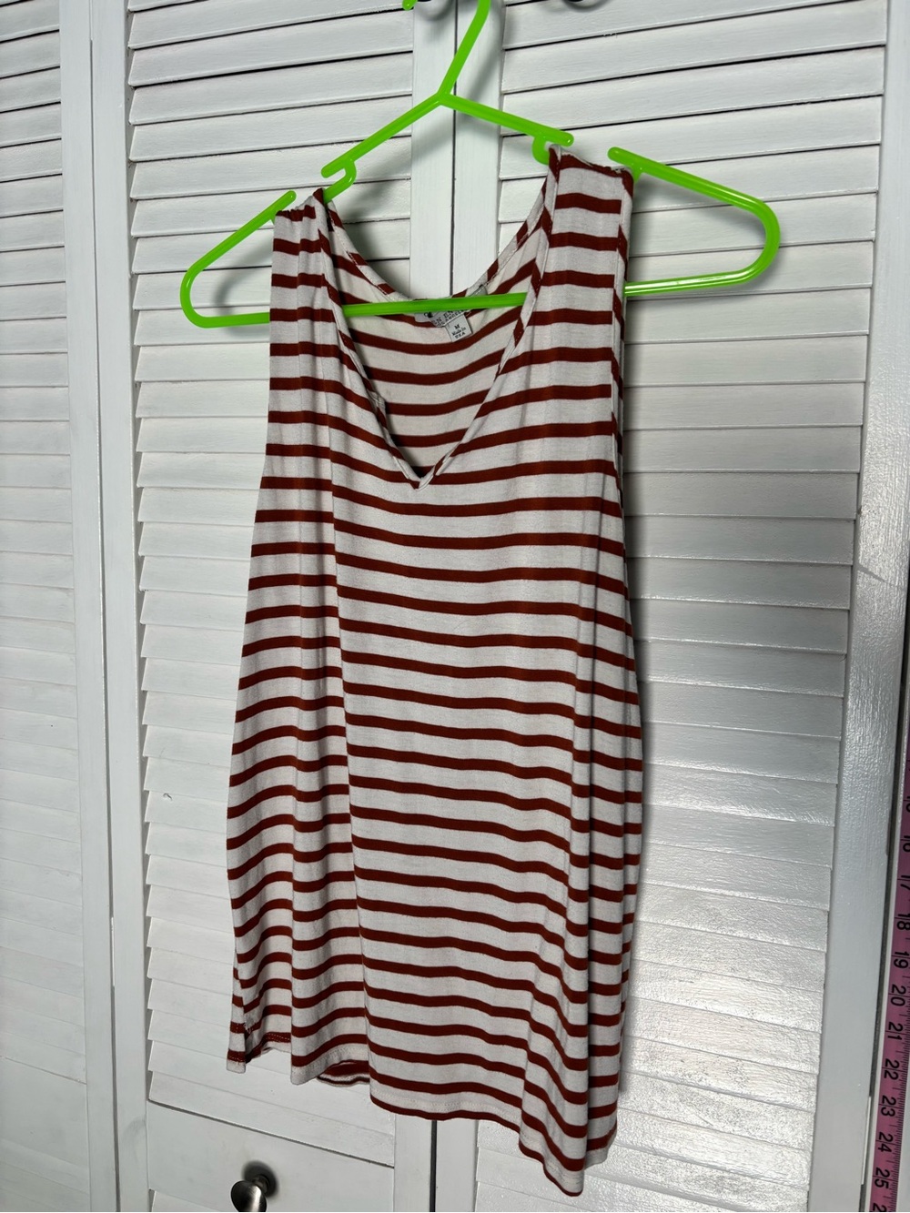 Green Envelope Striped Tank Dress in Cream and Brown